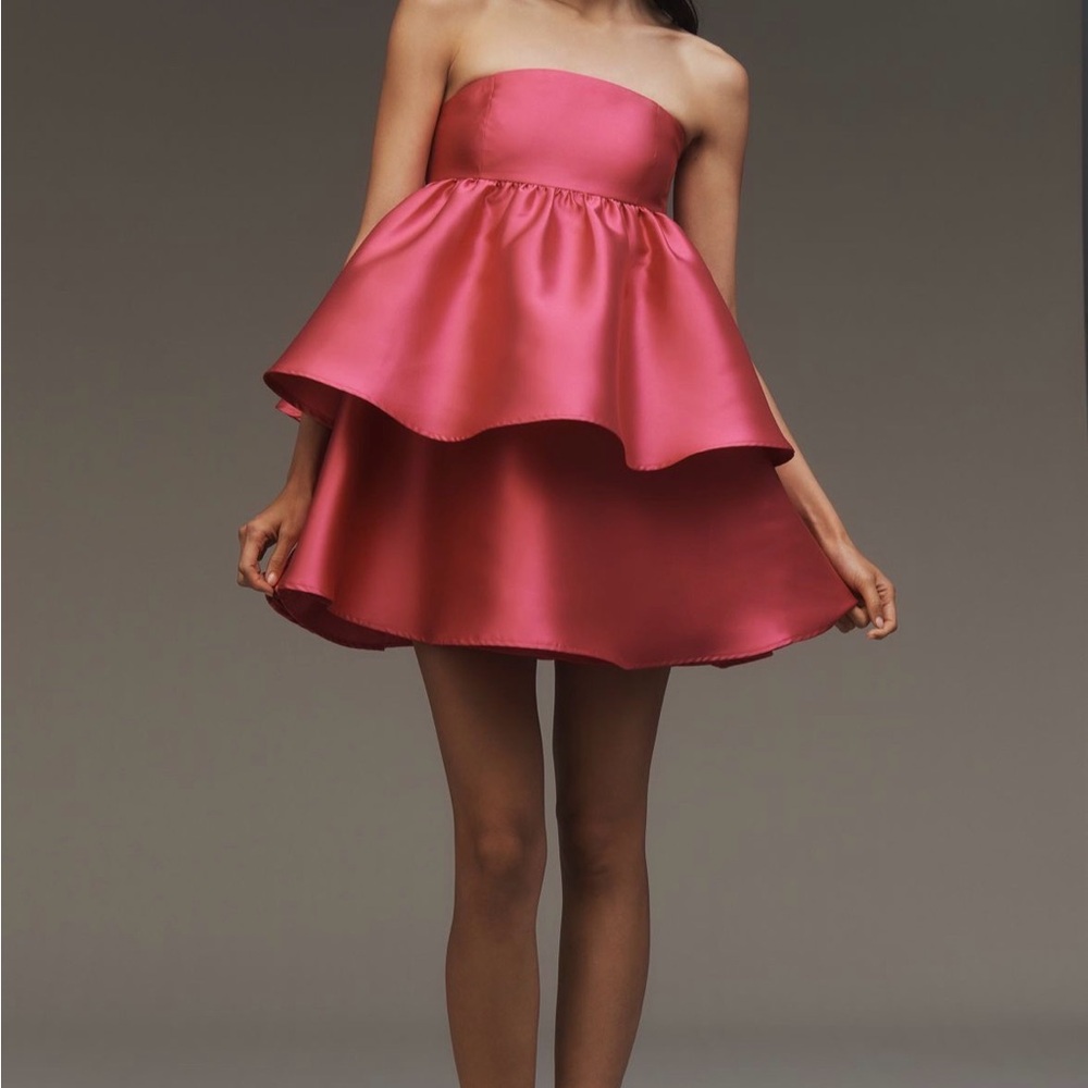 Hutch Satin Pink Strapless Mini Dress
